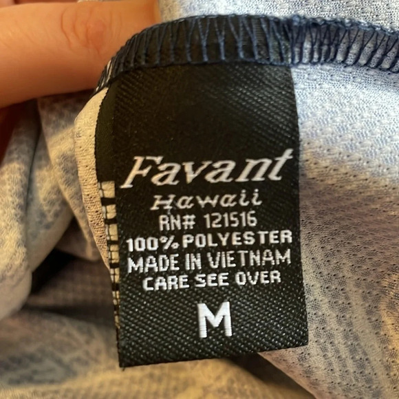 Favant Hawaii men’s blue and white Hawaiian polo shirt size medium - Picture 8 of 8